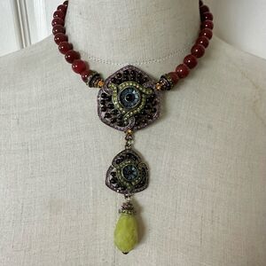 Heidi Daus “Carnelian Glitz Galore” Statement Necklace